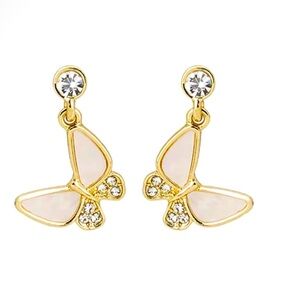 BUTTERFLY ACRYLIC CRYSTAL STUD EARRINGS WOMEN COLOR WHITE
